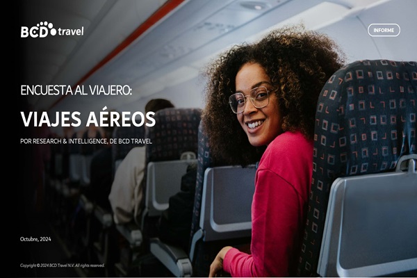 Portada del informe que analiza los resultados de la encuesta a viajeros sobre viajes aéreos.