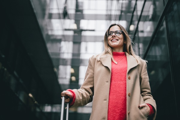 business woman with trolley