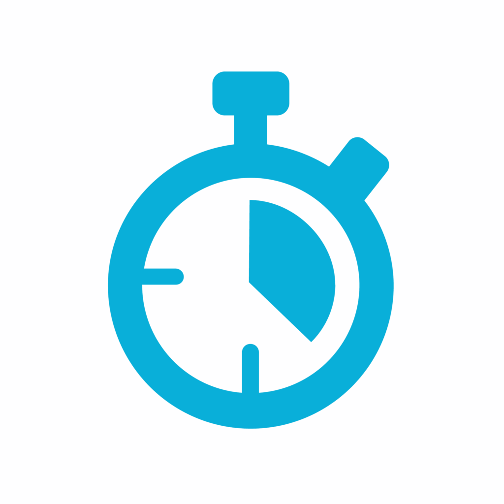 Blue stopwatch icon on black background